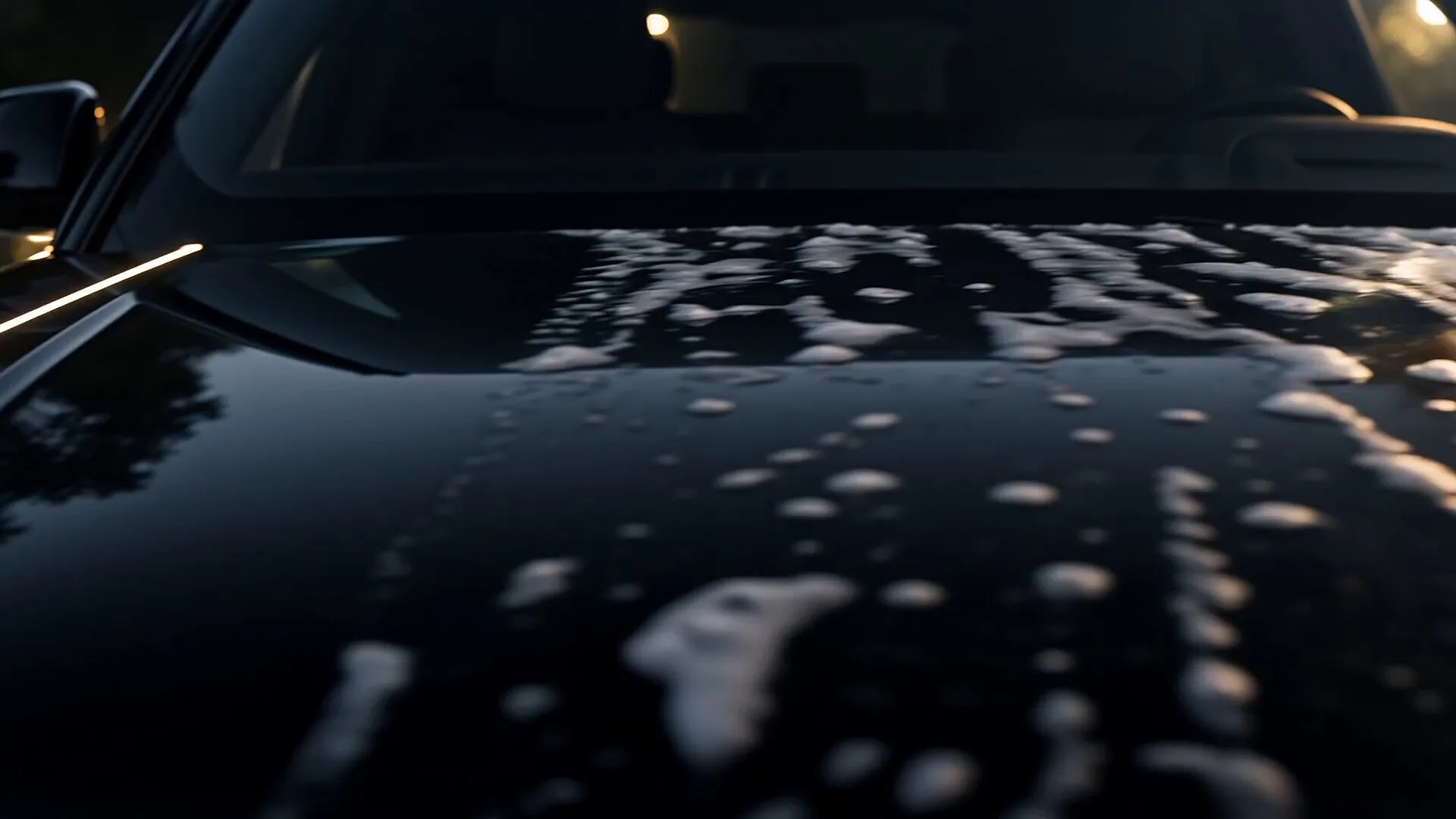 Dual-action polisher removing swirl marks from black paint during paint correction