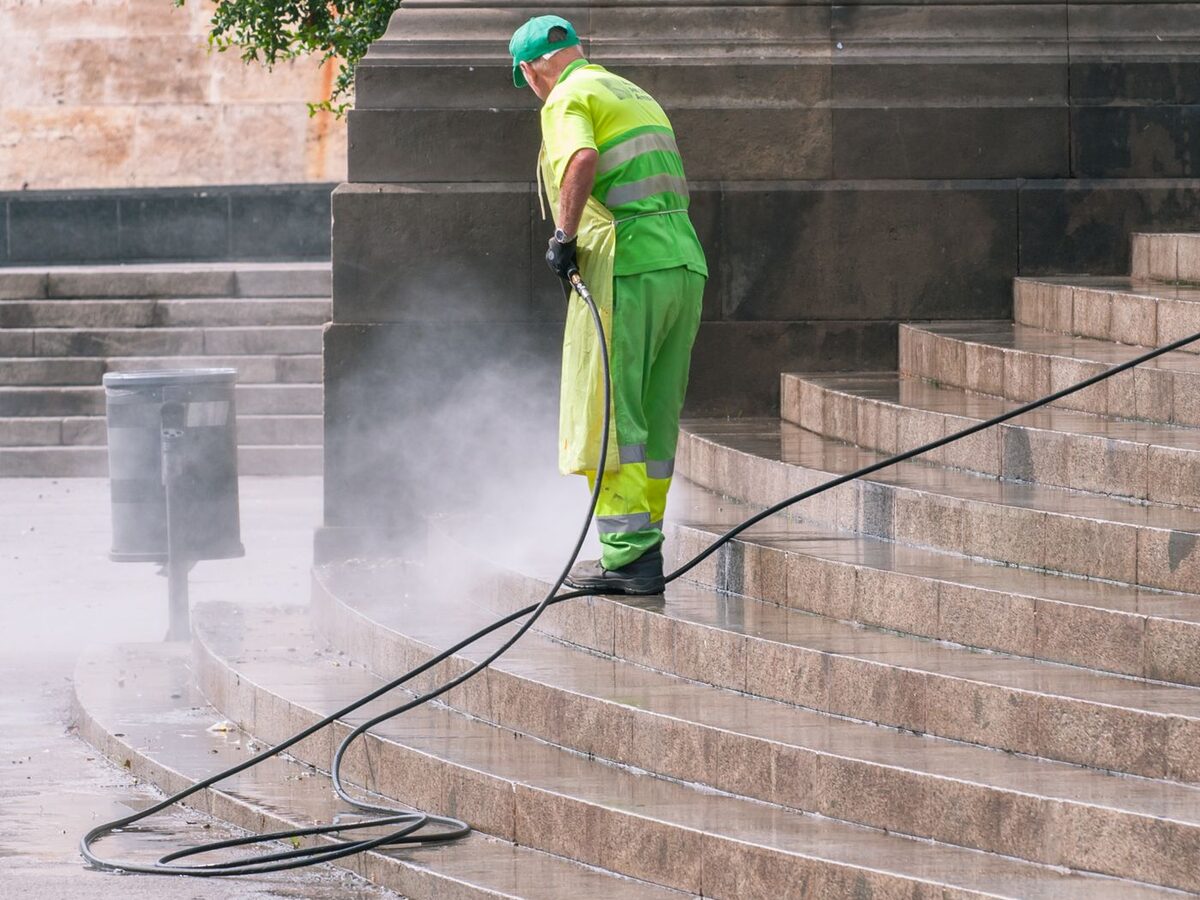 Pressure washing stone steps and walkway - driveway cleaning Fairfield County CT
